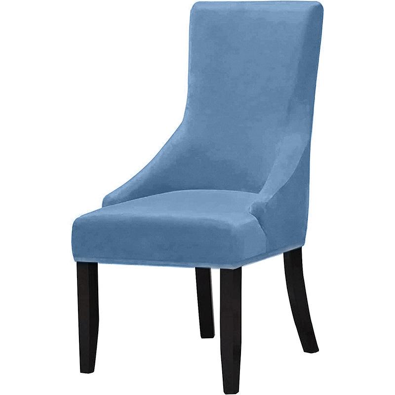 1PC Color Washable Dining Chair Cover Velvet Elastic Wingback Chair Cover High Back Sloping Armchairs
