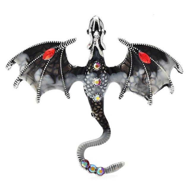 Enamel Dragon Brooches For Women Men 6 -Color Rhinestone Flying Legand Animal Party Office Brooch Pins Gifts