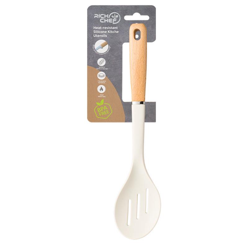 Non-Stick Silicone Kitchenware Set: Soup Ladle, Spatula, and Stir-Fry Shovel - Heat Resistant and Food-Grade Materials.