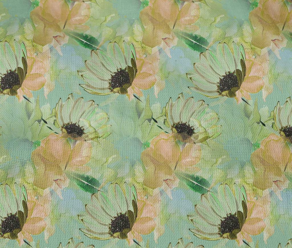 oneOone Cotton Flex Mint Green Fabric Florals Dress Material Fabric Print Fabric By The Yard 40 Inch