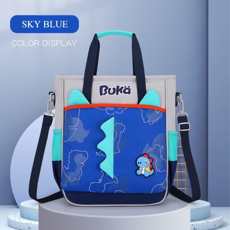 BUKA 3D Cartoon Dinosaur Handheld Tutoring Bags Special for Primary School Student Light Multi-functional Kid Messenger Bag Pupil Homework Storage Bag