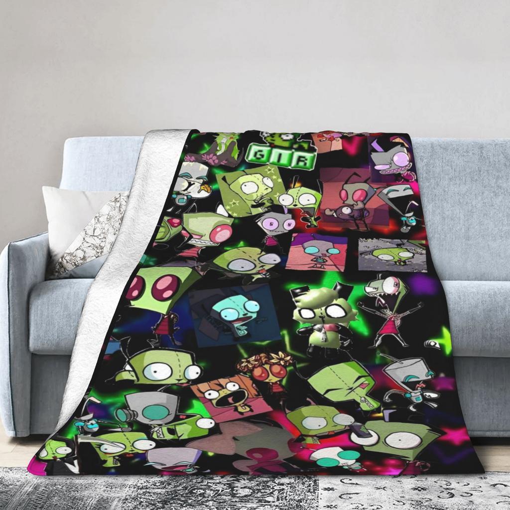 Invader Zim Taco Gir Y2K Cartoon Knitted Blanket  Fleece Throw Blankets Bed Sofa Decoration Soft Warm Bedspread