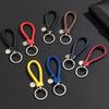 2Pcs/Set Pu Leather Braided Woven Rope Keychain Diy Bag Pendant Key Chain Holder Key Car Trinket Keyring Men Women Gift Jewelry