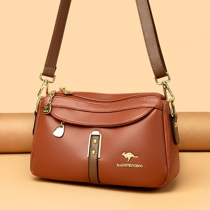 Brand Design Three Layers Fashion Shoulder Messenger Bags Luxury Soft Leather Crossbody Sac Quality Small Handbags and Purses
