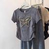Plus Size Fat Girl Short-sleeved T-shirt Women's Summer New Slim Fit Unique Unique Versatile Butterfly Top
