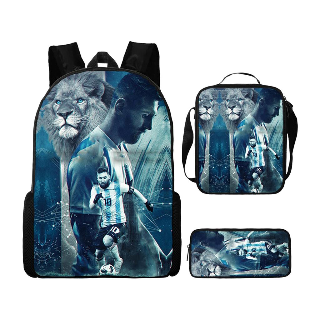 Casual Printed Backpack Large Capacity School Bag Pencil Case Lunch Bag Three Piece Set Suitable for Daily Use Travel and Outdoor Activities