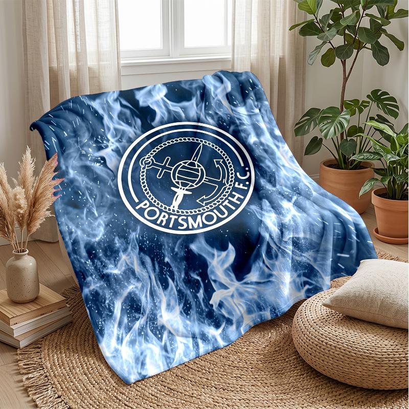 Coperta Morbida in Pile Flanella Portsmouth FC Leggera Accogliente Calda Coperta da Lancio per Divano Letto Decorazione Casa
