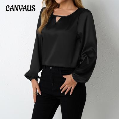 Moda Donna Nuovo Top Casual a Maniche Lunghe Plissettato
