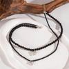 Retro black beaded love double-layer necklace, niche versatile neck chain, collarbone chain for women
