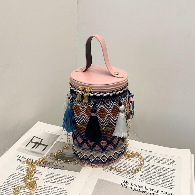 Bohemian Tote Bag For Women With Woven Detailing And Zipper Closure For Daily Use