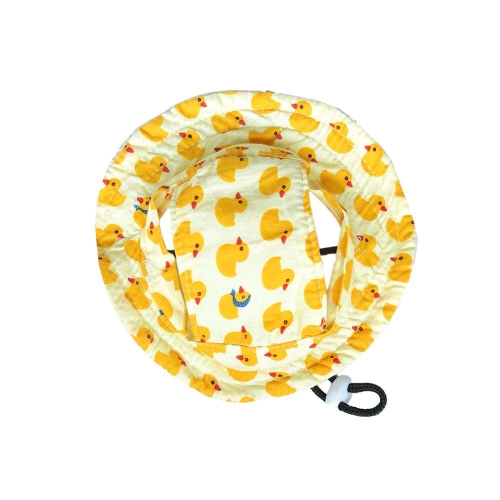 Cartoon Dog Fisherman Hat Adjustable Sun Protection Dog Sunshade Hats with Ear Holes Breathable Cat Sunscreen Hat Summer