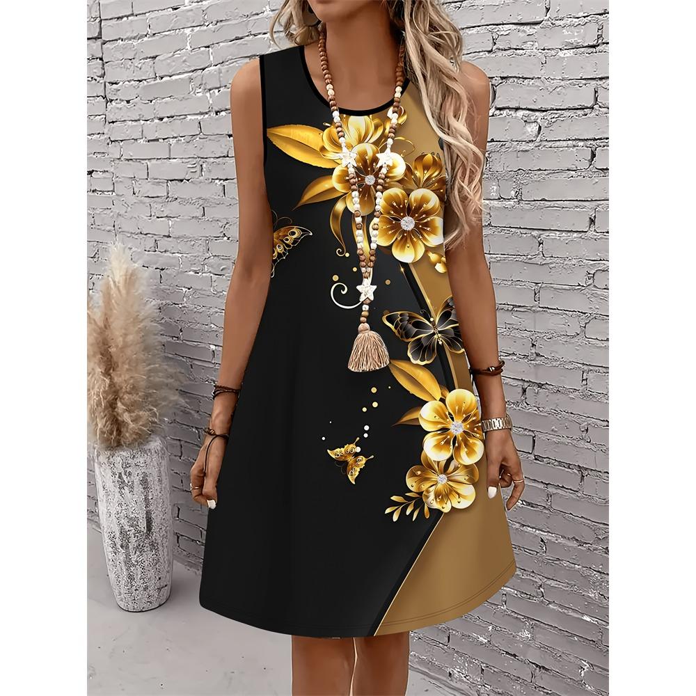 Summer Women's Fashion Cat-Print Dress Sleeveless 3D Animal Print Streetwear Hip-Hop Style Casual Dress Plus Size Dress