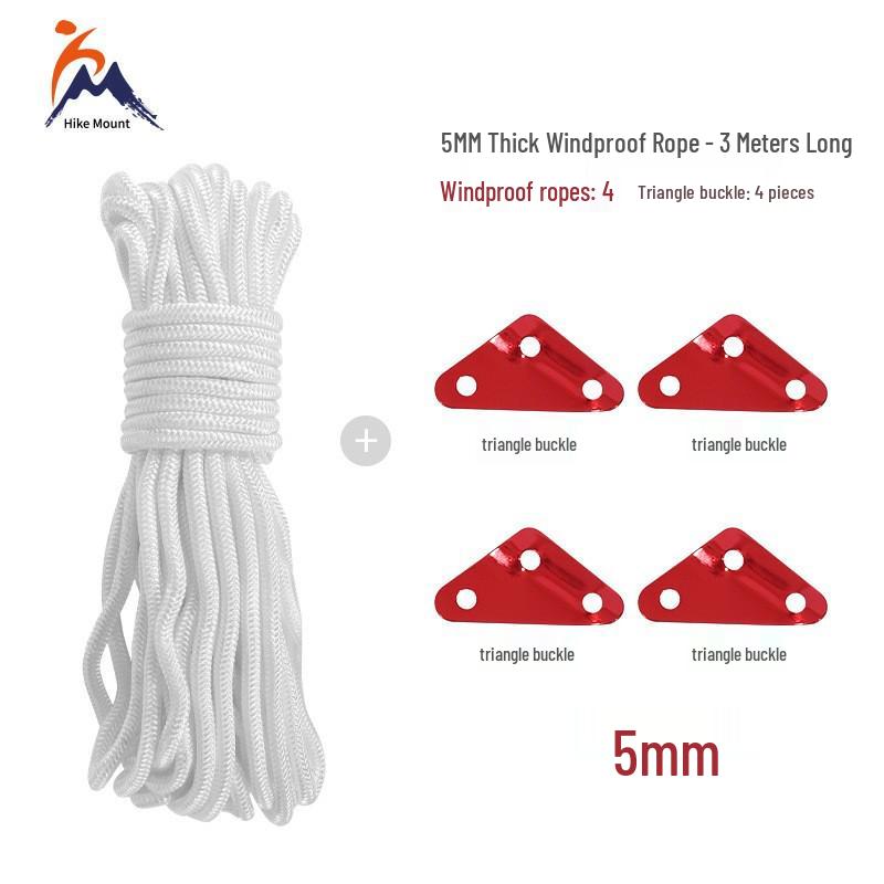 Outdoor Awning Pole Rope - 4mm & 5mm Thick Windproof with Buckle, Tent Rope, Clothesline, Bundling Rope