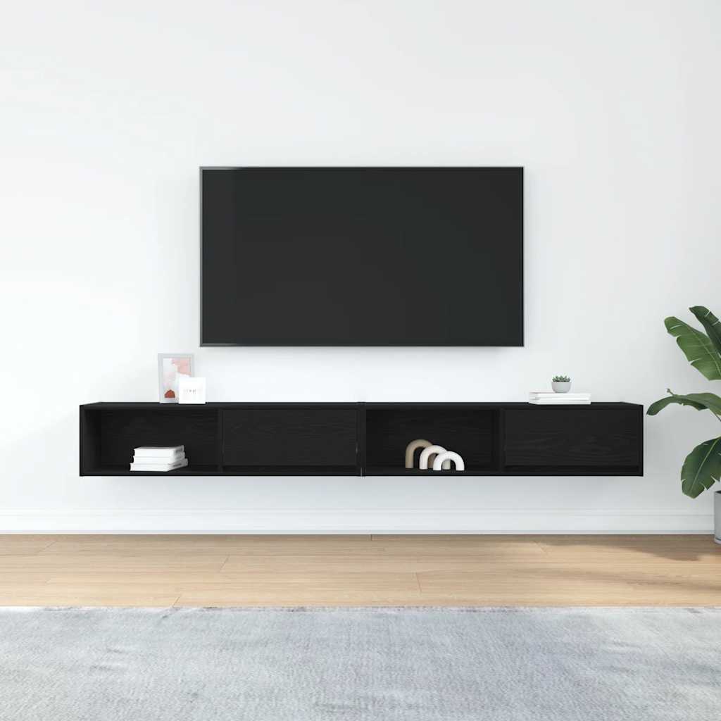 TV Cabinets 2 pcs Black Oak Effect 100 x 31 x 25.5 cm