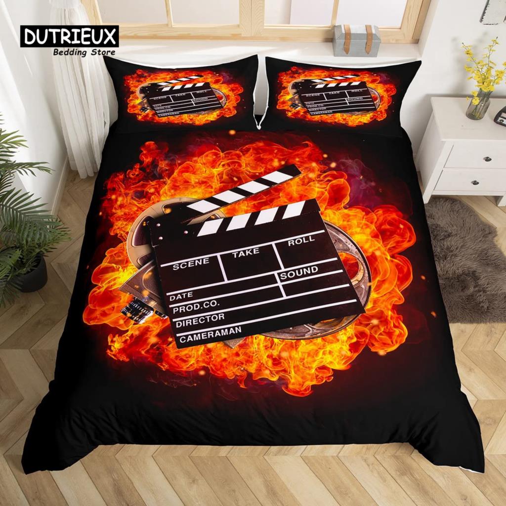 Popcorn Duvet Cover Movie Theater Food Bedding Set Microfiber Cinema Poster Comforter Cover Twin Full For Kids Teens Room Decor