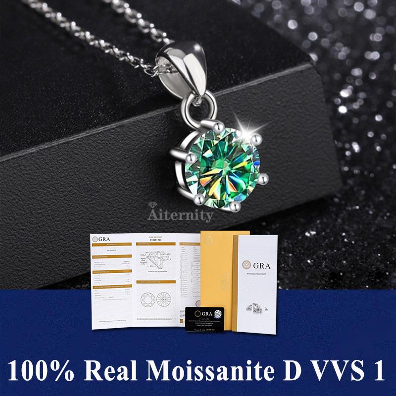 S925 Sterling Silver High Jewellery 100% Moissanite Pendant Necklace D Colour with GRA Certificate for Ladies' Wedding, Party