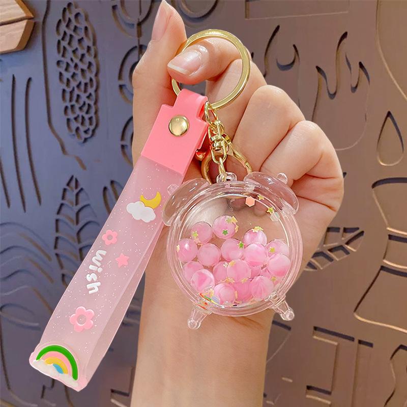 Creative Cartoon Alarm Clock Oil Keychain Pendant Couple Schoolbag Pendant Car Key Chain Creative Gift