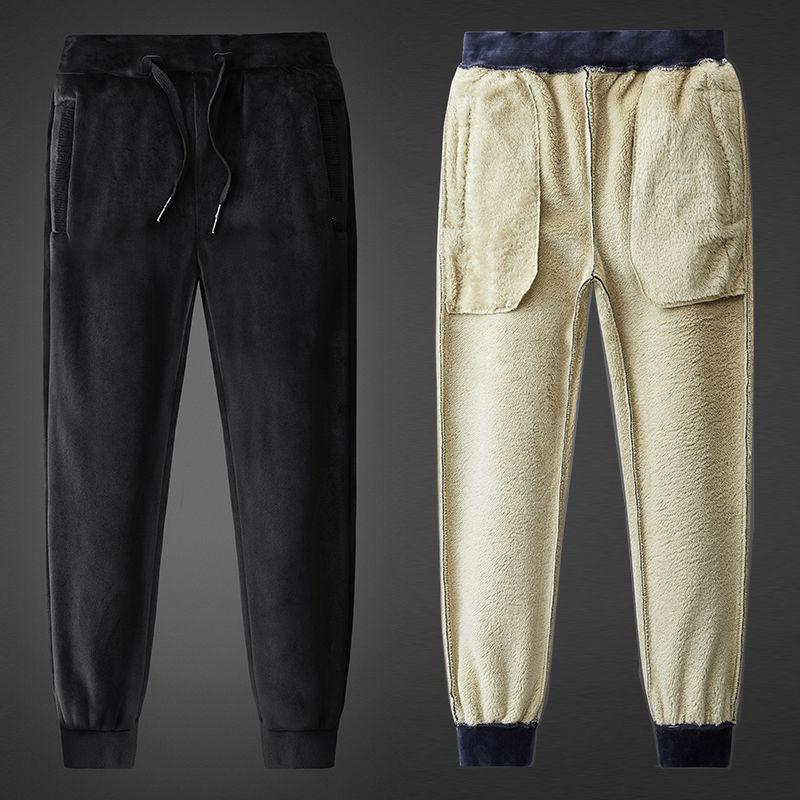 Gold Velvet Plus Velvet Thick Sweater Suit Men's Lamb Fleece Jacket Large Size Men's Two-piece Suit Men