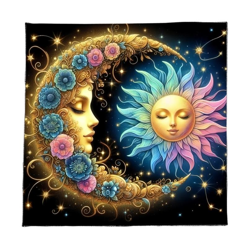Sun Moon Pattern Astrology Tablecloth Tarots Divinations Tablecloth Altars Cloth Divinations Board Game Accessory