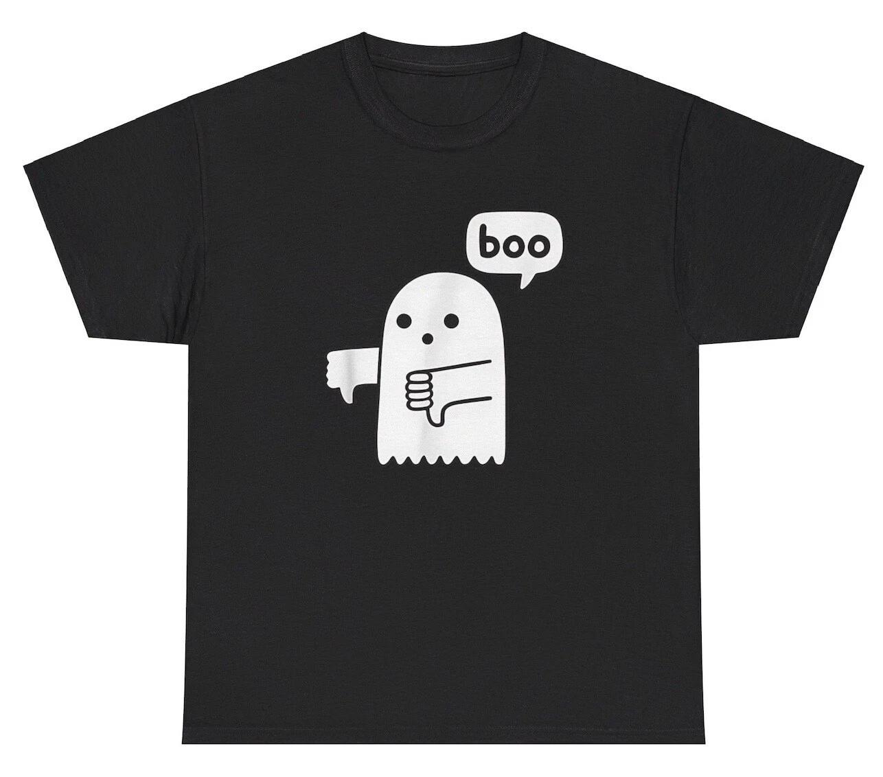 Boo Ghost Thumbs Down T Shirt Funny Ironic Halloween Silly Gen Z Edgy Humor Tee S