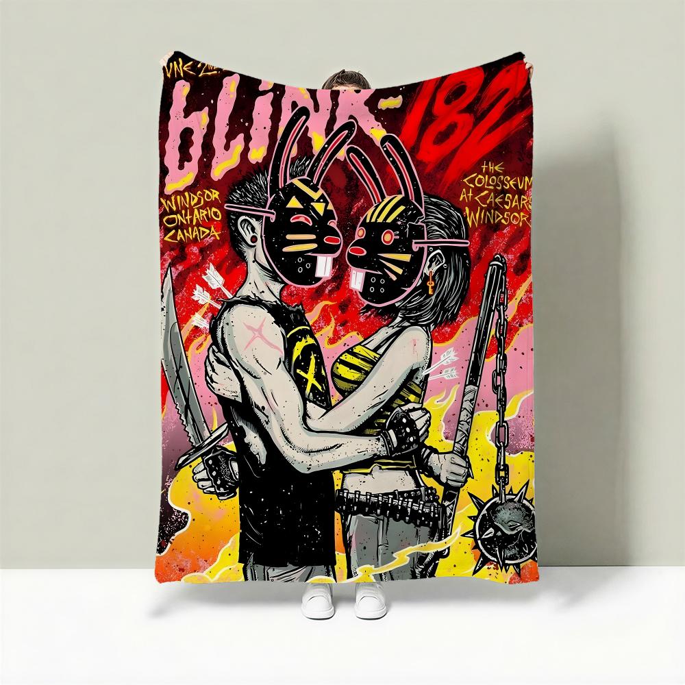 Band b-blink-182 Throw Lightweight 240g Flannel Blanket Soft Skin-friendly for Summer Cooling
