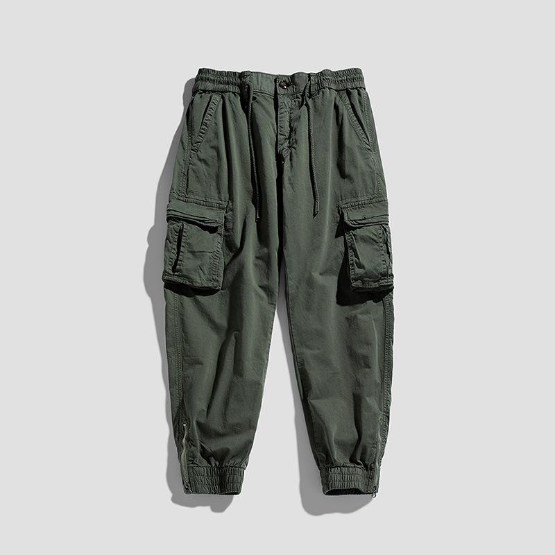 

Retro Overalls Men s Sports Casual Pants Summer Solid Color Leggings Trendy Brand High-end Men s Clothing 38 армія зелений колір