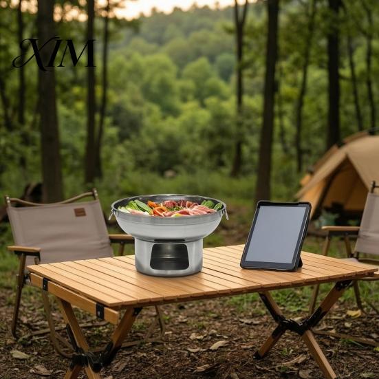 Round Boiling Pot for Meat And Vegetables Stainless Steel Hot Induction Gas Electric Stoves, Detachable Fast Heating Cookware Family Dinner