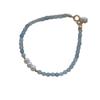 Gradient Blue Aquamarine Beaded Bracelet – Gold Accent Natural Stone Boho Bracelet for Women, Dainty Gift Jewelry