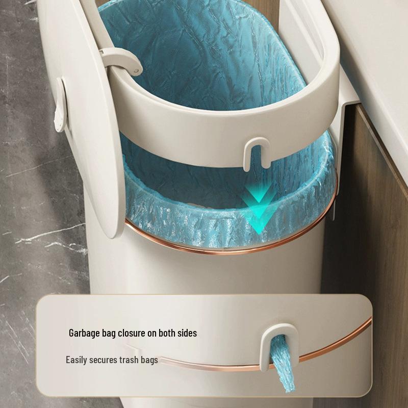 Wall-Mounted Kitchen & Bathroom Trash Can with Lid - Slim Waste Basket for Tight Spaces
