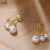 Effie Queen Wedding Elegant Pearl Earrings 925 Sterling Silver Needle Freshwater Pearl Stud Earrings Fashion Jewelry Gift GPE27