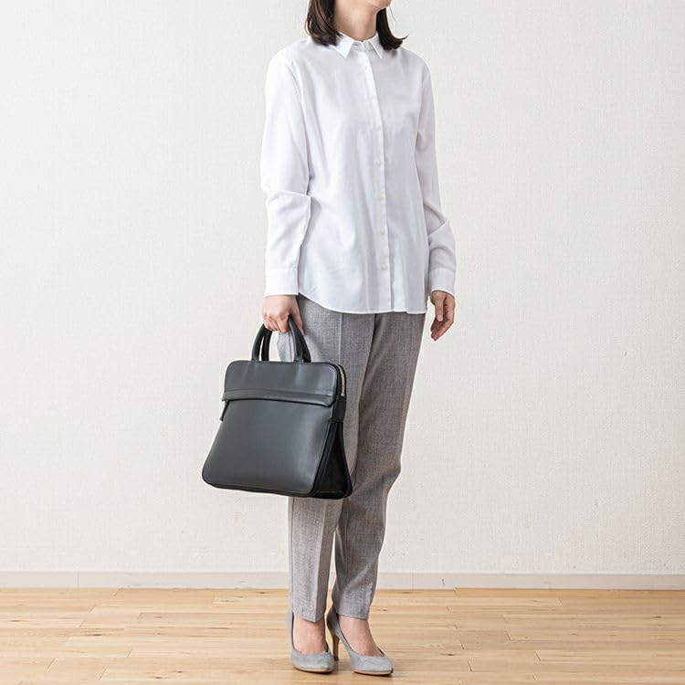 Official Baseball Glove Thin Gusset Briefcase Genuine Leather A4 Free Standing Expanding Function Large Capacity Bag PC13 Inch SA239 Black [Tryon]