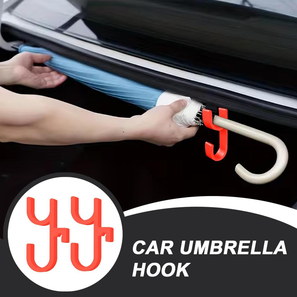 2 Pack Car Umbrella Hook - Grocery Bag Holder Organizer for SUV Truck Trunk, Vehicle Interior Storage Hanger for Coat, Handbag