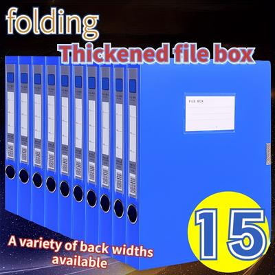 15pcs Blue Large-Capacity File Storage Boxes, Foldable Design, Thickened Document Boxes for Receipts And Office Supplies