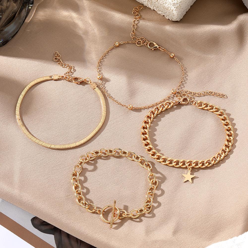 Ladies Five-Star Rhinestone Bracelet Set