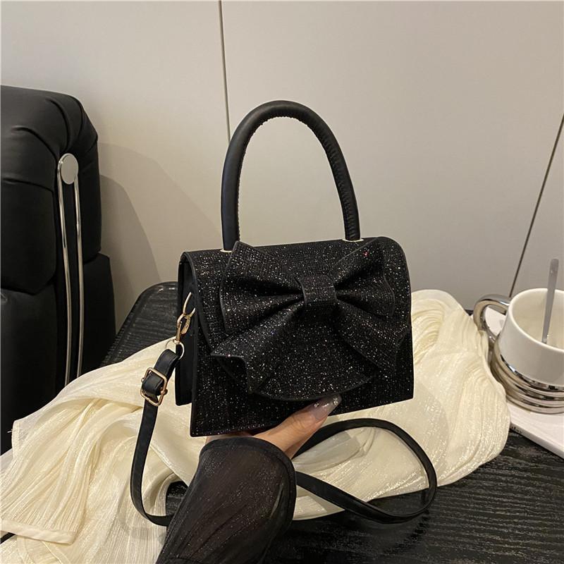 

Женская наплечная сумка-мессенджер, вечерняя сумка, изысканная и элегантная сумка для платья, клатч с откидным бантом, модная вечерняя сумка. чёрный