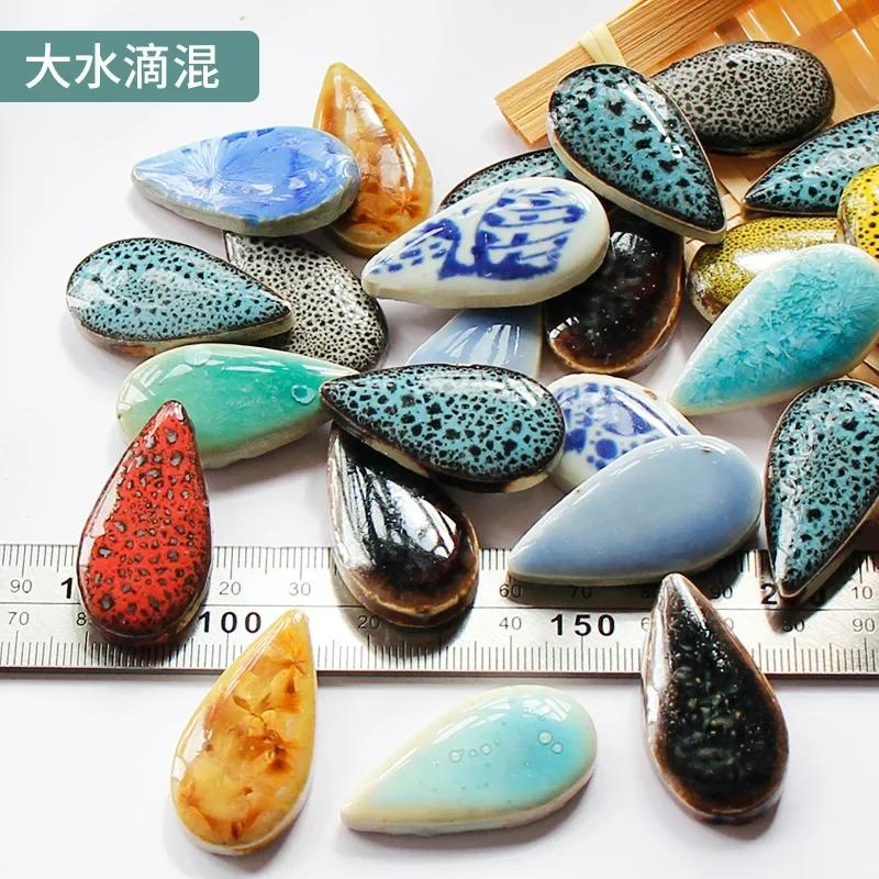 100g Oval Ceramic Mosaic Tiles Multi Color Mosaic Piece DIY Mosaic Making Stones for Craft Hobby Arts Home Wall Decoration arte