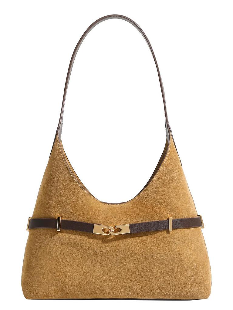 Vintage Suede Hobo Shoulder Bag - Large Capacity, Simple Design for Women