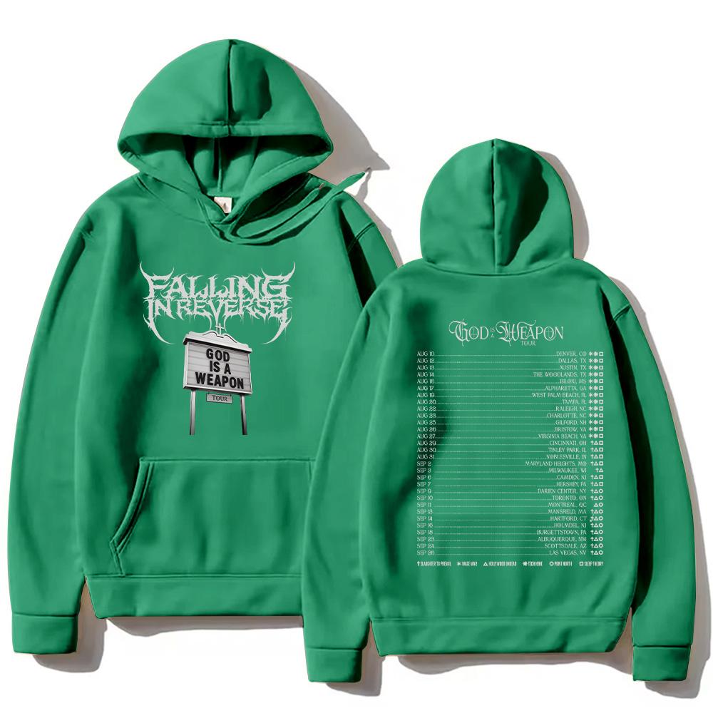Falling In Reverse God Is A Weapon Tour 2025 Hoodies Men Women Gothic Casual Oversized Sweatshirt Vintage Aesthetic Trends Hoody
