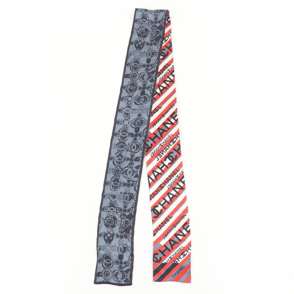 Excellent CHANEL Scarf Twilly Reversible COCO Mark Logo Multicolor Silk Women Used