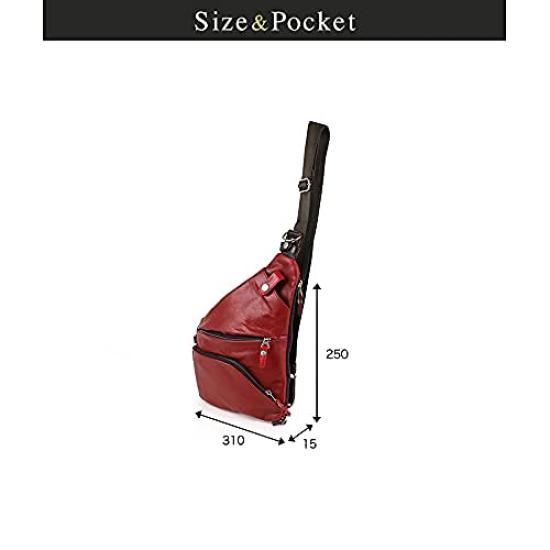 DOUBLES Body Genuine Men's One-Shoulder Bag, Stylish, Leather, Small, Red, JMO-7450