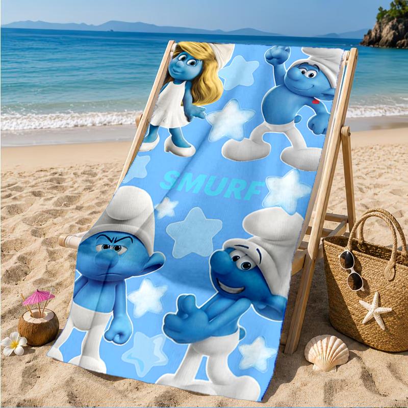 Blue Smur-f Characters Beach Towel, Super Soft Microfiber, Perfect Gift for Her/Him, Birthday, for Pool, Beach, Travel, Decor Beach Party