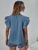 Womens Short Sleeve Casual Solid Street Style Slim Fit T Shirt Top with Ruffle Sleeve Design and Comfortable Fabric