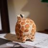 Chubby Giraffe Handmade Wooden Figurine Cute Cartoon Desk Decor for Bookshelf