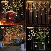 3,5M Solare Mond-Stern-Lichterkette Wasserdicht 8 Modi LED Lichterkette für Weihnachtsfeier Fenster Garten Urlaubsdekoration