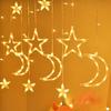 Christmas Star Moon Curtain Light LED Light String Star Moon Pendant Room Bar Shop Holiday Decoration Light