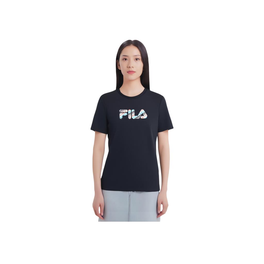 Fila Emerald Soft Comfortable Casual Simple Breathable Short Sleeve T-Shirt Women Tops Legendary-Blue F11W434102F-NV