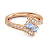Moonstone Twin Stone Pave Bypass Ring - 925 Sterling Silver Rose Gold Vermeil