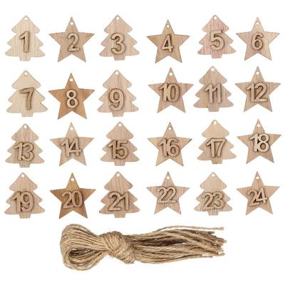 Biscuit Package Xmas Gift Bags Decor Ornament Christmas Advent Calendar Wooden  Countdown Hanging Tags Number Label