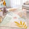 Green Print Machine Washable Living Room Rug Bedroom Bedside Non-Slip Floor Mat Indoor Carpet for Office Laundry Room Home Decor