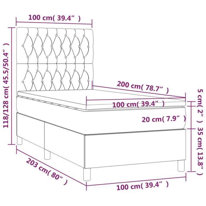 VidaXL Divan Bed with Mattress Blue 100x200 Cm Fabric - Model 3141999